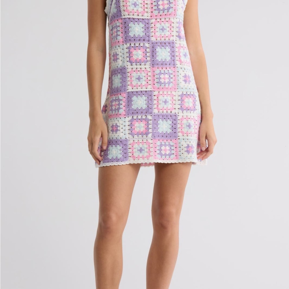 Cotton Emporium Pink and Purple Sheath Mini Dress Sleeveless